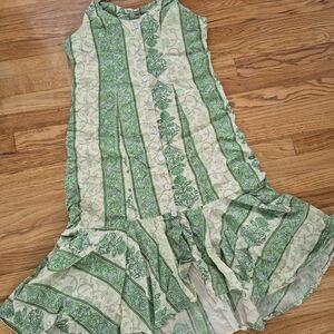 Roller Rabbit Green and Cream Floral Top